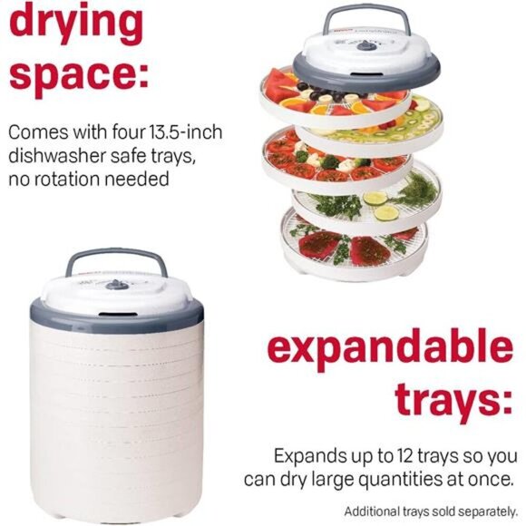 Snackmaster Pro Food Dehydrator, For Snacks, Fruit, Beef Jerky, Gray - Picture 3 of 6